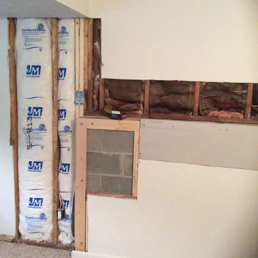 Wall insulation replacement during Basement Flood Cleanup in Birch Run